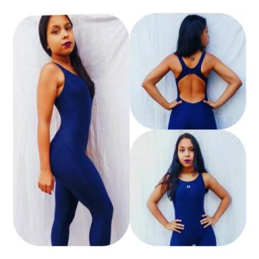 Imagem de Traje macaçao feminino preto ou marinho para natação ou hidroginástica