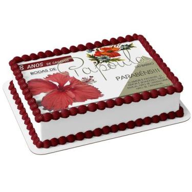 Imagem de Papel De Arroz P/ Bolo Bodas de papoula ou Barro - 8 anos Casamento - 