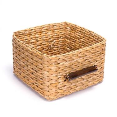 Imagem de Cesto Organizador com Alça de Madeira - 21x32x36 - 1520 - Inspira Flor