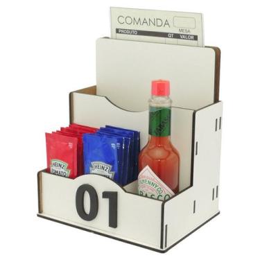 Imagem de 5 Porta Comanda de Mesa Sachê Guardanapo Temperos Numerados Branco - M