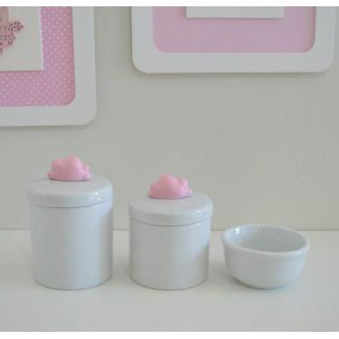 Imagem de Kit Higiene Porcelana Bebê Moderno Quarto Banho K015 Nuvem - Ciranda A
