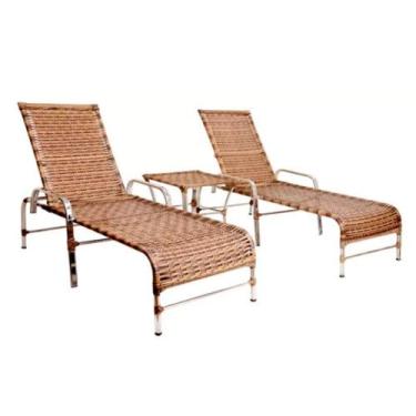 Imagem de Kit Espreguiçadeiras Catar e Mesa Garden Confortável Para Piscina Tram