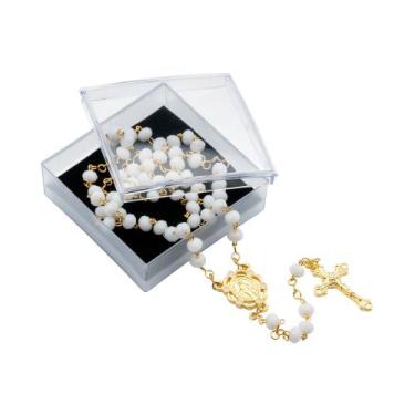 Imagem de Terço Cristal Vidro 6/5 mm Nossa Senhora Graças Branco - Santa Clara