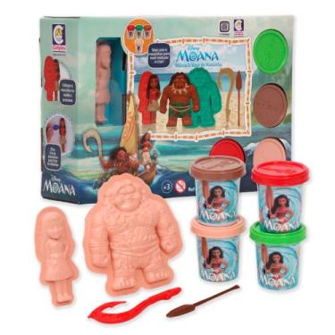 Imagem de Massa De Modelar Molde Moana e Maui 4 Potinhos Coloridos - Cotiplás