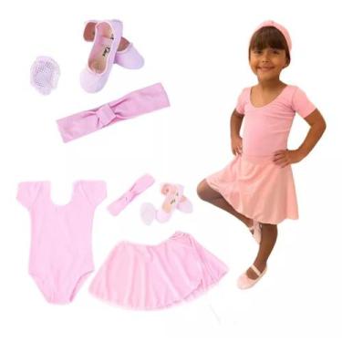 Imagem de Kit Roupa Ballet Infantil Balé Jazz Dança Uniforme 5pçs 4572630390 - M