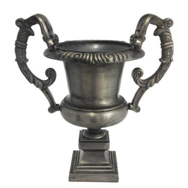 Imagem de Ânfora Maior Metal Prateado Classico Alças Grande  Luxo - LUXdécor
