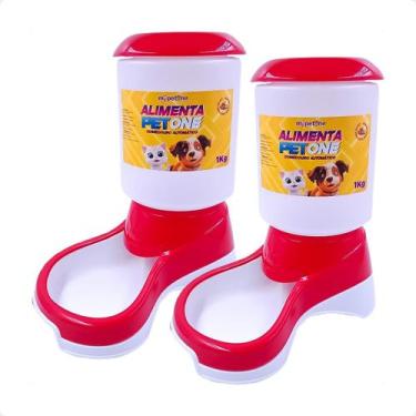 Imagem de Combo 2 Comedouro Automático Alimenta Pet One - Vermelho - Mypetone