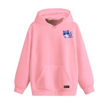 Imagem de Blusão Moletom Canguru Gato Infantil Personalizado com Capuz e Bolso -