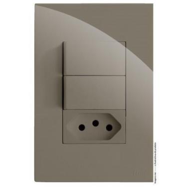 Imagem de Kit Interruptor Duplo Paralelo + Tomada 10A 4X2 Brg11318-2Fe - Blux Re