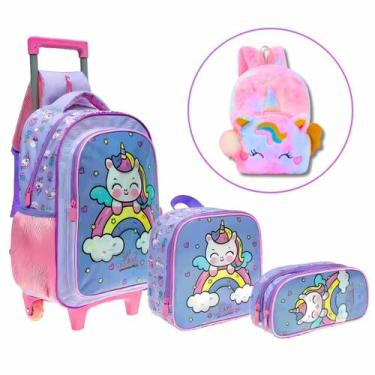 Imagem de Kit Completo Mochila Rodinha Unicórnio com Bolsa de Passeio - Mormino,