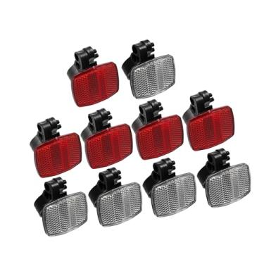 Imagem de A ABSOPRO 10 peças de kit refletor dianteiro traseiro para bicicleta de montanha refletores de aviso de segurança para guidão selim e ciclismo noturno vermelho e branco item de substituição