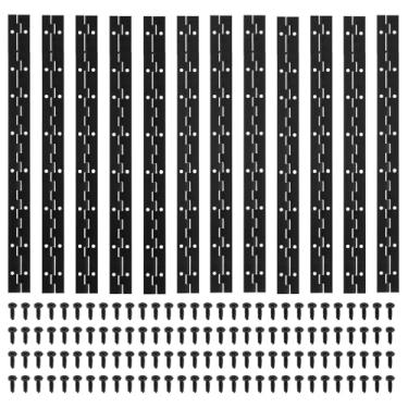 Imagem de PATIKIL Dobradiça de piano de 40,6 x 3,5 cm, pacote com 12 dobradiças contínuas de aço inoxidável 304 com furos para porta de portão de piano, caixa de armazenamento de madeira, barco, armário, preto