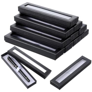 Imagem de HOFURME Caixa de presente vazia com 12 peças, caixa de papelão preta com janela transparente para joias, lápis, caneta-tinteiro para presente de Natal, negócios, aniversário, lembrança, material de