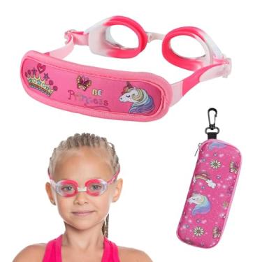 Imagem de Óculos de natação infantil, proteção de nariz, óculos infantis que não puxam o cabelo, máscara de natação infantil antiembaçamento (1 pacote extra de óculos - rosa princesa)