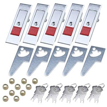 Imagem de Semetall Fechadura Elétrica para Porta de Armário - 5 Botões Vermelhos - Chave para Painel - 0,4 cm e 4 mm de Espessura (MS603)