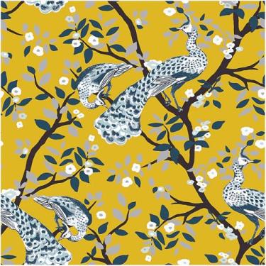 Imagem de Blooming Wall DPYD19-Y Pavão em pé em ramos papel de parede texturizado autoadesivo papel de parede pré-colado decoração de parede