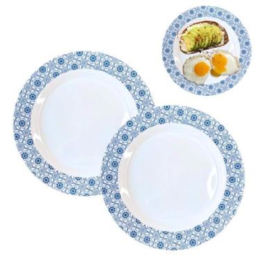 Imagem de Kit 2 Pratos Raso em Melamina Grande 27,5cm Para Refeição - Sk