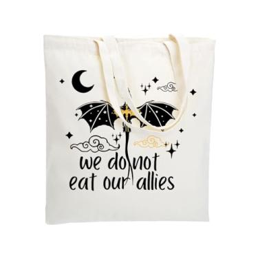 Imagem de WZJHCL Bolsa de compras Andarna We Dont Eat Our Allies Tote Bag Fourth Wing Shoulder Bag Dragon Rider Handbag Bookish Gift, Bolsa Allies, Large
