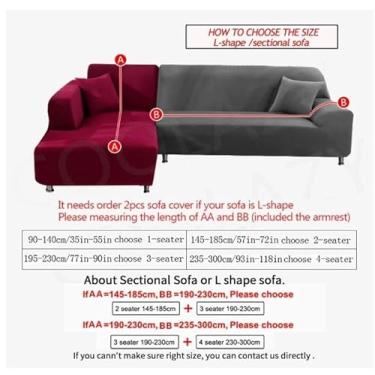 Imagem de Capa de sofá de veludo de luxo, protetor de móveis elásticos de 1 a 5 lugares, cor sólida, capa de sofá grossa para sala de estar, capa de cadeira reclinável(Beige,5 Seater(305-360cm))