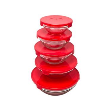 Imagem de Conjunto com 5 Potes de Vidro com Tampa - TEC XAVIER COMERCIO TRANSPOR