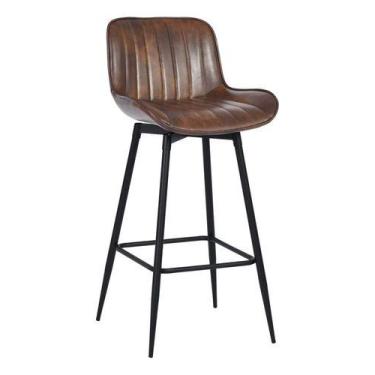 Imagem de Cadeira Banqueta Bar Em Madeira E Aco 100x44x26cm Ergonomic - BRAZIL H