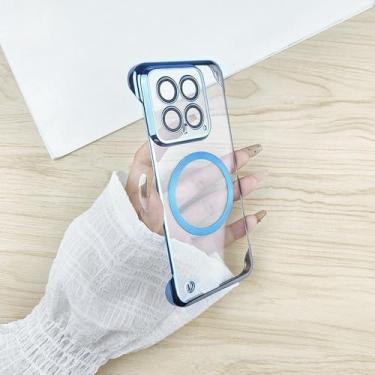Imagem de Capa de celular magnética transparente sem moldura revestida para Xiaomi Mi 14 13 12S Ultra 12 Pro 12X 14U 14P Proteção de câmera, azul, para Xiaomi 12S Pro