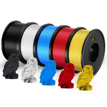 Imagem de Filamento de impressora 3D PLA 1,75 mm - Filamento de impressão preto branco vermelho azul amarelo 1,75 mm precisão dimensional ± 0,02 mm Carretéis de filamento preenchidos pacote a vácuo 250 G x 5