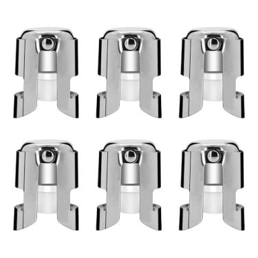 Imagem de Rolhas de champanhe com protetor de champanhe de aço inoxidável com silicone de grau alimentício à prova de vazamento Mantenha fresco adequado para champanhe, Cava, Prosecco e prata brilhante (6)