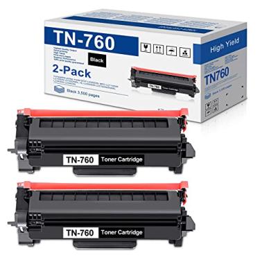 Imagem de Generic Cartucho De Toner Preto De Alto Rendimento Tn760, Pacote Duplo, Tn760 2Pk, Substituição Para Toner Brother Tn-760 Tn-730 Para Impressoras Hl-L2350Dw L2395Dw L2390Dw L2370Dw Mfc-L2750Dw Mfc-L