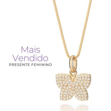 Imagem de Melhor Presente Feminino Colar Borboleta Cravejada Com Pingente Romman