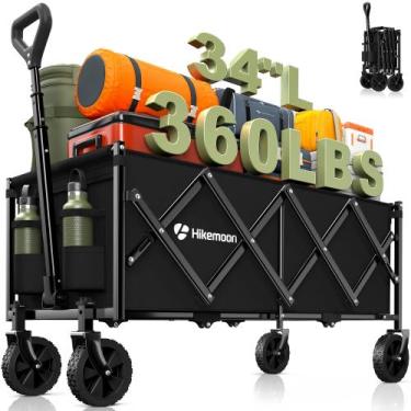 Imagem de Vagão dobrável HIKEMOON 34", capacidade extra longa de 360 kg