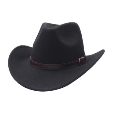 Imagem de Colaxi Chapéu ocidental de cowboy casual para adultos confortável roll up clássico novidade sunhat, Preto
