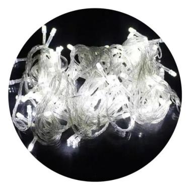 Imagem de Kit 3 Pisca Pisca Led Branco Frio 8 Funções 100 Lâmpadas 220v Enfeite 