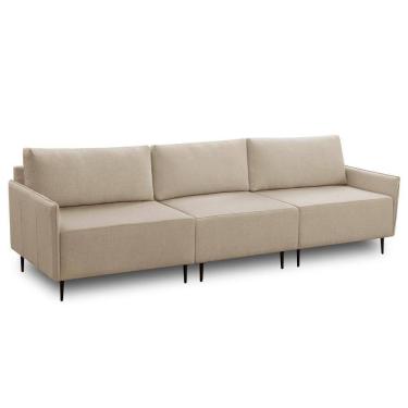 Imagem de Sofá 3 Lugares Para Sala Living 280cm Yves F04 Linho Tramado Creme - Lyam Decor