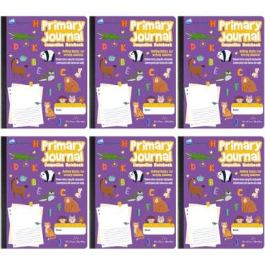 Imagem de Fulmoon Caderno de composição primária K-2 com espaço de imagem, 100 folhas/200 páginas para desenho e escrita K-2 para pré-escola 1ª 2ª série, 24,8 x 19 cm (roxo)