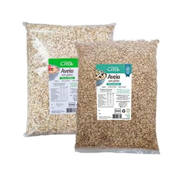 Imagem de Kit 2 Aveia em Flocos Sem Glúten Leve Croc 1kg: Grossos, Médios