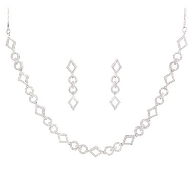 Imagem de Touchstone Brincos de colar de zircônia cúbica de diamante simulado banhado a ouro ou branco ou ouro rosa corrente grossa para mulheres joias de designer., Zircônia cúbica, Sem Pedra Preciosa