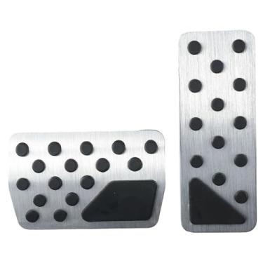 Imagem de BYOBYO Capas de pedal de acelerador Capas de pedal de liga de alumínio Capas de pedal de freio para Dodge 2011-2022 Durango, para Journey 2011-2020, para Jeep 2011-2022 (prata)