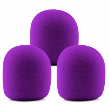 Imagem de LEFXMOPHY Pára-brisas SM58 roxo, filtro pop SM48, substituição de espuma de microfone para microfone Shure SM58 SM48 BETA 58A capa de para-brisa para microfone pacote com 3