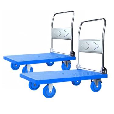 Imagem de 2 conjunto de caminhão de plataforma com rodas giratórias de 360 ​​graus, capacidade de 1100lbs, carrinho de mão dobrável, carrinho móvel compacto, carrinho dobrável