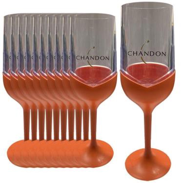 Imagem de Kit 12 Taças Desmontavel Champanhe Espumante Chandon 250ml salmão