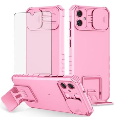 Imagem de Asuwish Capa de telefone para Samsung Galaxy A06 5G com protetor de tela de vidro temperado e capa de câmera deslizante com suporte suporte rígido à prova de choque macio fino TPU acessórios para