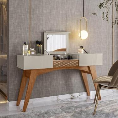 Imagem de Penteadeira Multifuncional com Espelho 3 Portas Retrô 136cm Multimóveis CR35280