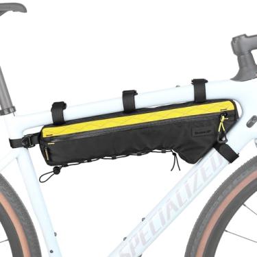 Imagem de Rhinowalk Bolsa de bicicleta para quadro de bicicleta, impermeável, bolsa triangular, bolsa de bicicleta de 2,7 L, bolsa sob o tubo, acessórios profissionais de ciclismo (G) - preto e amarelo
