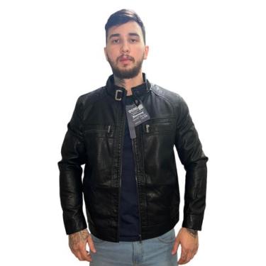 Imagem de Jaqueta Couro Masculina Moderna Resistente Elegante Frio Moto - Vmong,