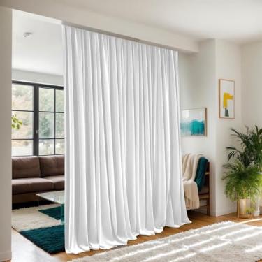 Imagem de Cortina do chão ao teto para trilho de montagem de teto na parede - Cortinas blackout extra largas à prova de som - Cortinas divisórias de privacidade para sistema de trilho de teto ou haste com