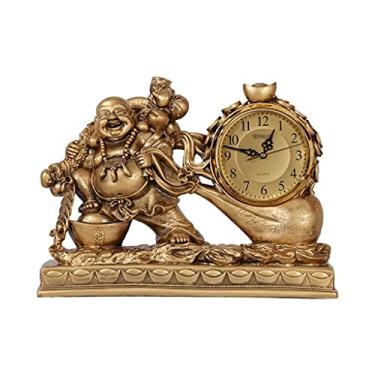Imagem de Relógio de mesa vintage relógio de mesa estilo chinês relógio de mesa de latão doméstico relógio de mesa sala de estar quarto decoração de mesa ornamento da sorte relógio de mesa relógios de cornija
