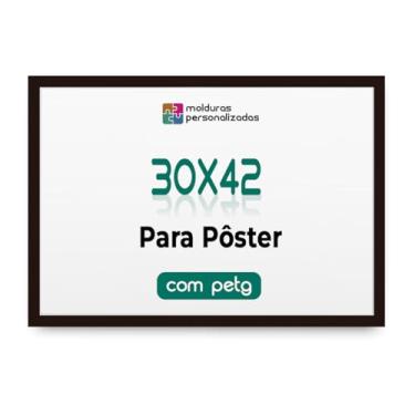 Imagem de Moldura 30x42 cm Quadro A3 Parede Poster Certificado Diploma Arte PETG (Preto)