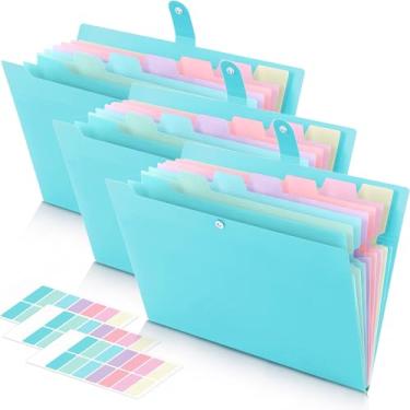 Imagem de TQQBUU Organizador de arquivos expansível com 8 bolsos, pastas de arquivo sanfonadas fofas com etiquetas, pastas portáteis para documentos recibo de papel, material de escritório escolar universitário