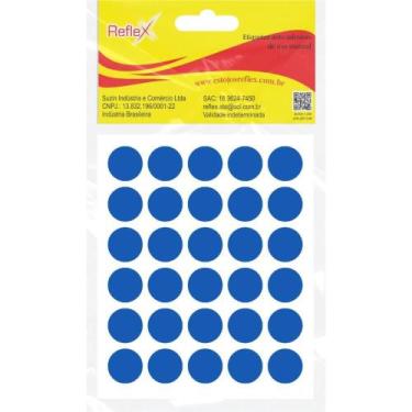 Imagem de Etiqueta Redonda Azul 13MM Cartela com 210 Unidades Adesivas - Reflex